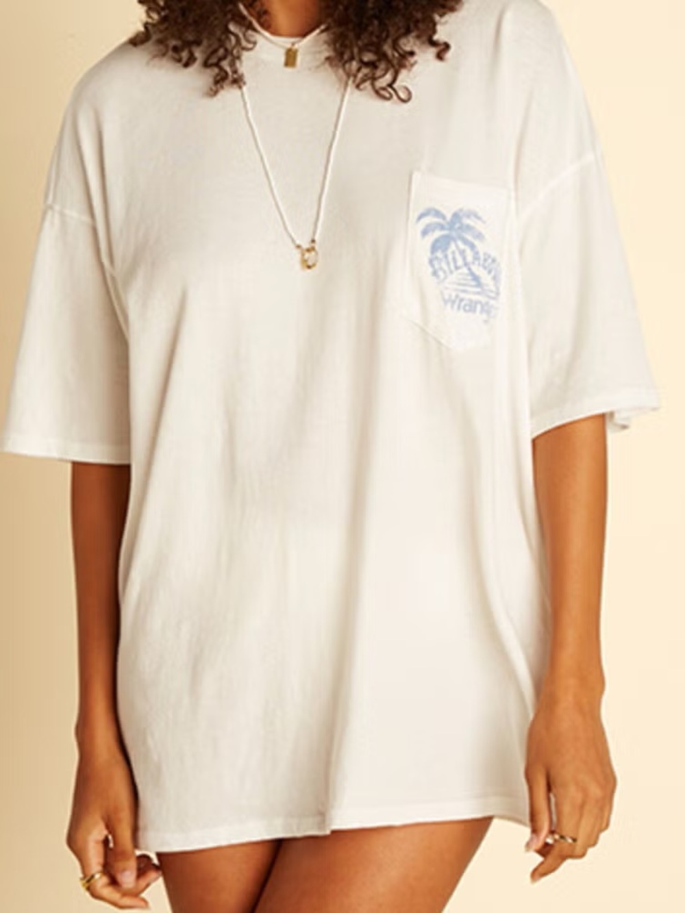 Billabong White Short Sleeve Pocket Tee with Light Blue Logo